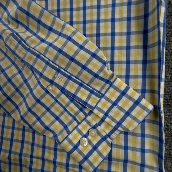 Brooks Brothers Non Iron Cotton Button Up Traditional Fit Large Yellow Blue - Picture 11 of 15